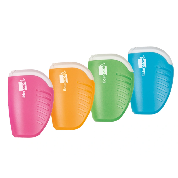 Liderpapel Sacapuntas Plástico de 1 Uso con Depósito, Colores Surtidos 5 Liderpapel Sacapuntas Plástico de 1 Uso con Depósito, Colores Surtidos 5