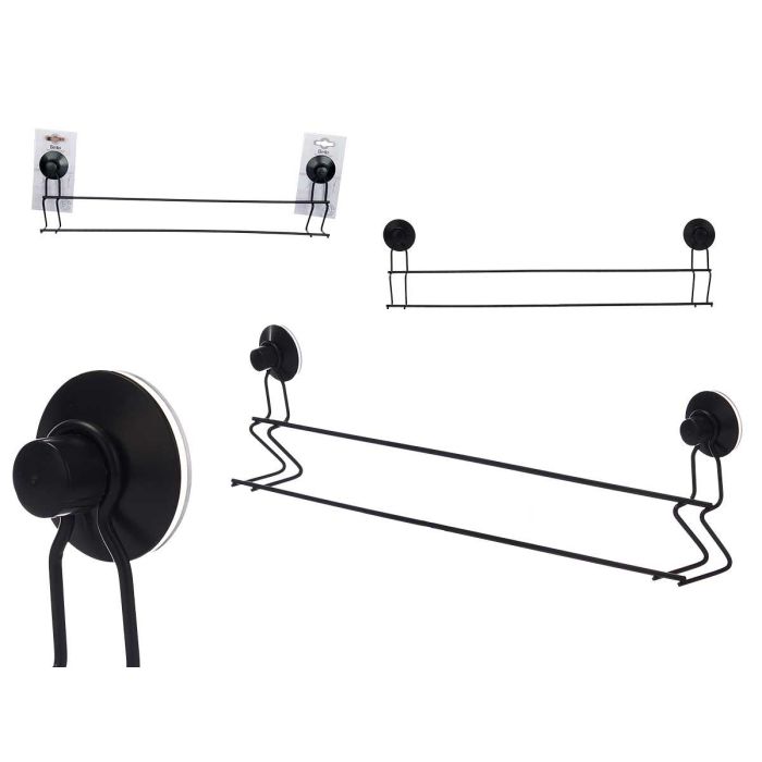 Toallero Berilo Metal Negro Mate Doble Barra Ventosa 54x15x6.5 cm (12 Unidades) Toallero Berilo Metal Negro Mate Doble Barra Ventosa 54x15x6.5 cm (12 Unidades)