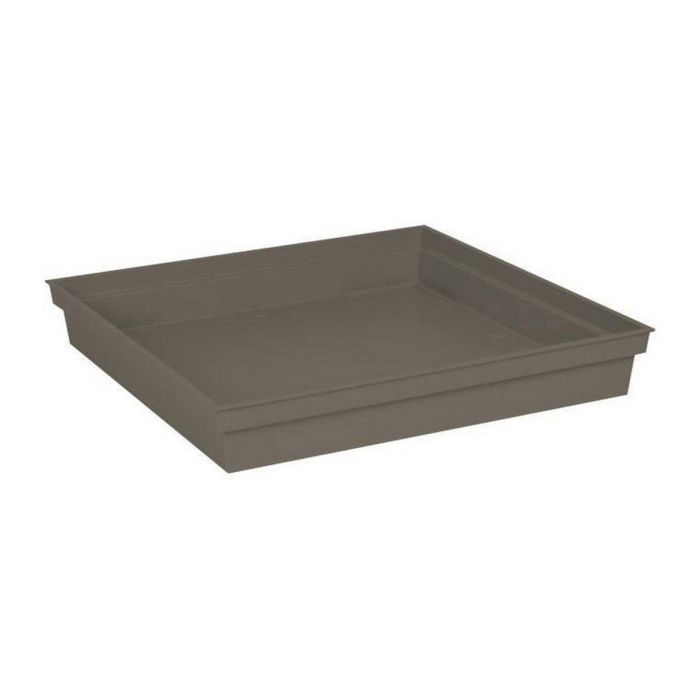 EDA Platillo Cuadrado Toscana 40 cm Taupe - Bandeja recogegotas para Maceta Cuadrada de Jardín Toscane 50 cm - Origen Francia Garantizado