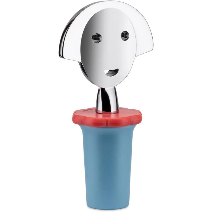 Alessi Anna Tapón de Resina Azul y Cromo AAM06 AZ - Tapa de acero inoxidable y resina, varios colores Alessi Anna Tapón de Resina Azul y Cromo AAM06 AZ - Tapa de acero inoxidable y resina, varios colores