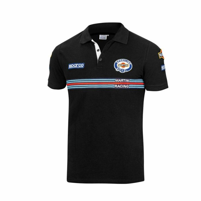 Sparco S01275MRNR4XL Polo de Carreras Martini Réplica Piqué Algodón Negro Talla XL