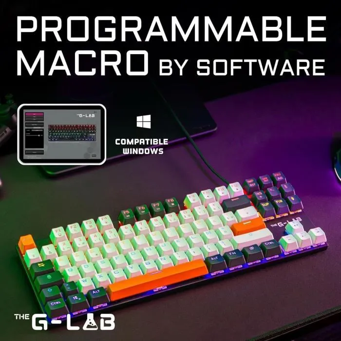 The G-Lab KEYZ-MERCURY-C/FR Teclado Gaming Mecánico TKL 3 Colores Blanco+Negro+Naranja FR 2
