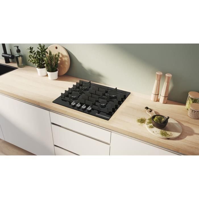 Placa de gas BOSCH Serie 6 - 4 quemadores - 52 x 59 x 4,5 cm - PPP6A6I40 - Negra 1 Placa de gas BOSCH Serie 6 - 4 quemadores - 52 x 59 x 4,5 cm - PPP6A6I40 - Negra 1