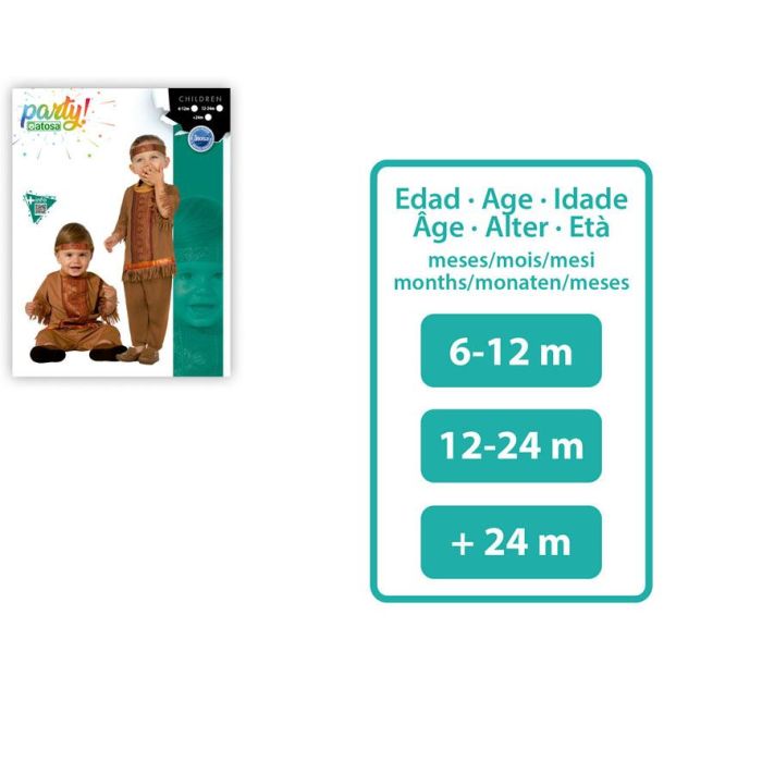 Disfraz Indio Bebé Niño 6-12 Meses Lejano Oeste Carnaval Disfraz Completos Marrón Polyester 1