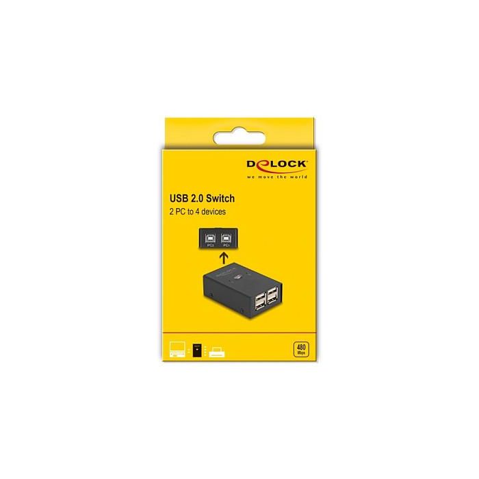DeLOCK 11504 Conmutador USB 2.0 para 2 Ordenadores y 4 Dispositivos - Negro, Metal, 0.48 Gbit/s, 6 Puertos 3 DeLOCK 11504 Conmutador USB 2.0 para 2 Ordenadores y 4 Dispositivos - Negro, Metal, 0.48 Gbit/s, 6 Puertos 3