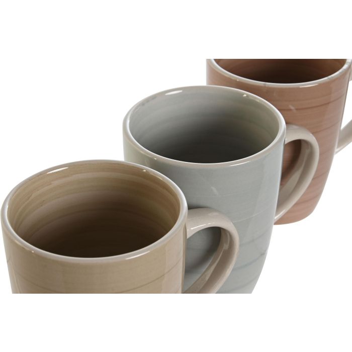 Mug Basicos DKD Home Decor Marron Gris 8.5 x 11 x 12.5 cm (12 Unidades) 2