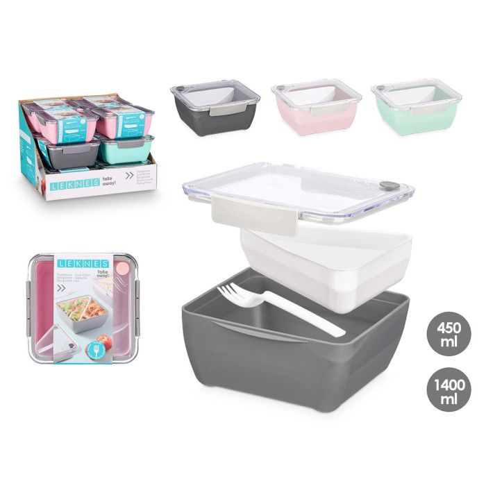 Fiambrera Compartimentos Surtidos Colores 450Ml 1,4L Leknes 19X8CM (12 Unidades) Fiambrera Compartimentos Surtidos Colores 450Ml 1,4L Leknes 19X8CM (12 Unidades)