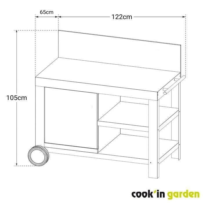 Carrito de servicio - COOK'IN GARDEN - Nova 110 - Con salpicadero - 100% metal 2 Carrito de servicio - COOK'IN GARDEN - Nova 110 - Con salpicadero - 100% metal 2