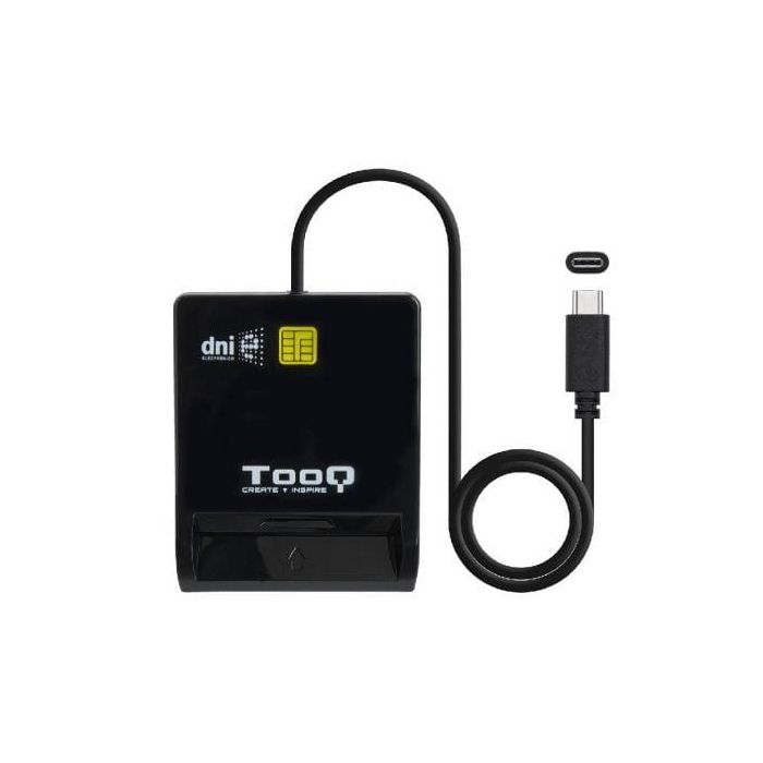 TooQ TQR-211B Lector de DNI electrónico 4.0, Tarjetas Inteligentes y SIM. Conexión USB-C para PC y Mac sin drivers, Negro. 1