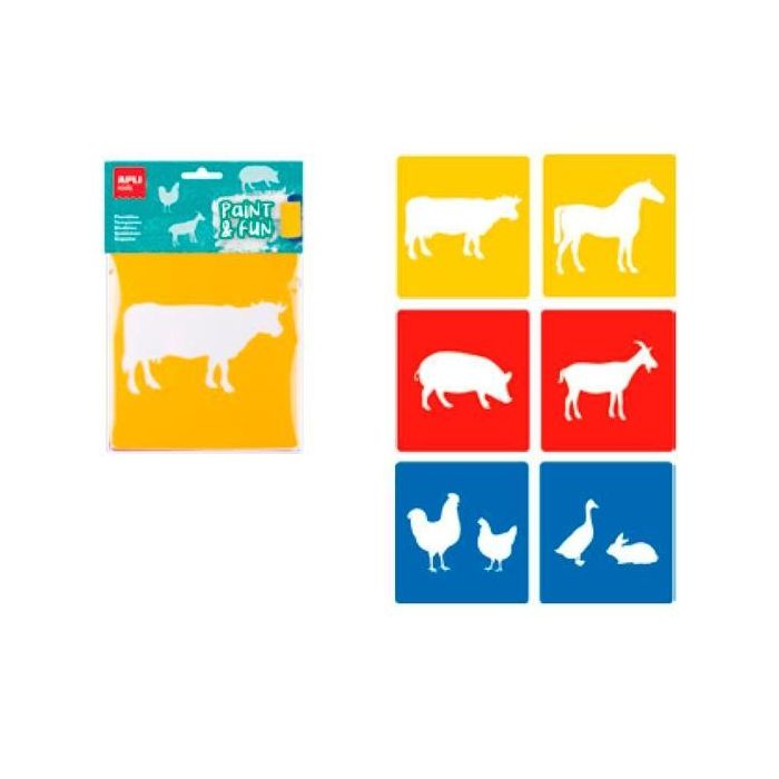 Apli Plantillas De Formas Animales De Granja Paint & Fun Pp Flexible Bolsa De 6 Surtidos Apli Plantillas De Formas Animales De Granja Paint & Fun Pp Flexible Bolsa De 6 Surtidos