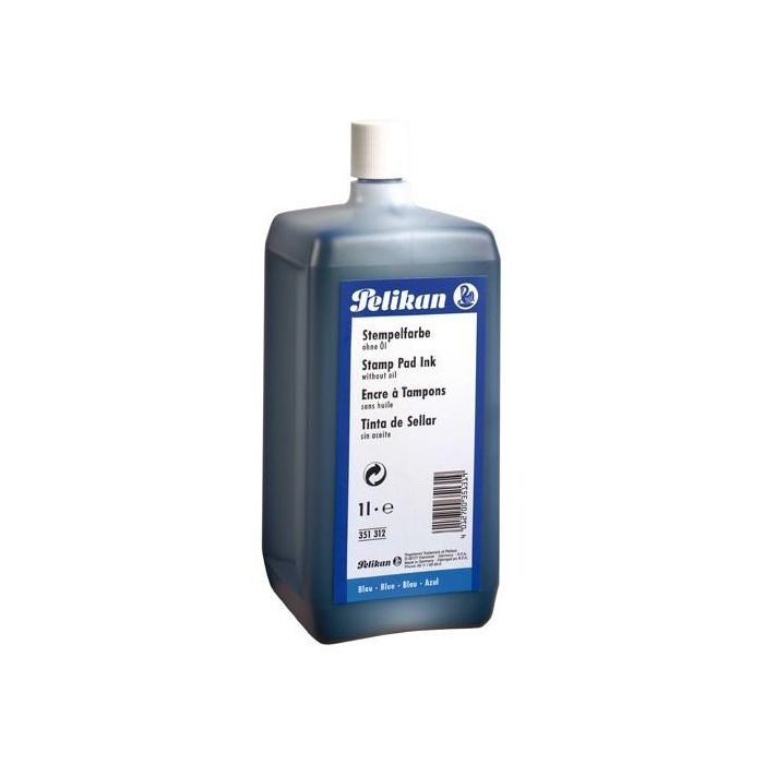 Pelikan Tinta para Tampón Azul 1 Litro - Bote de Tinta de Sellar sin Aceite