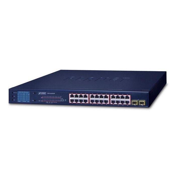 Planet GSW-2620VHP Switch Gigabit PoE+ 24 Puertos 10/100/1000T 802.3at (30W/Puerto) 300W con 2 SFP y Monitor LCD Planet GSW-2620VHP Switch Gigabit PoE+ 24 Puertos 10/100/1000T 802.3at (30W/Puerto) 300W con 2 SFP y Monitor LCD
