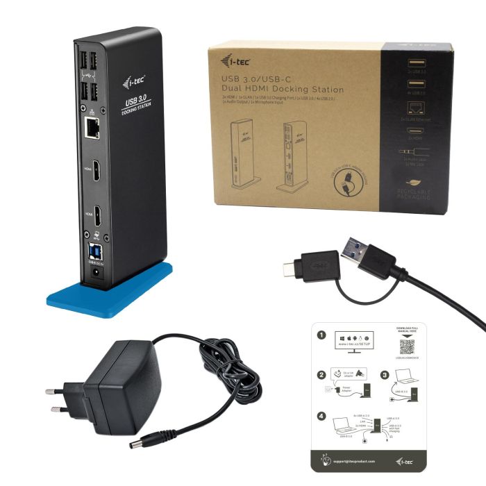 Hub USB i-Tec U3DUALHDMIDOCK 4