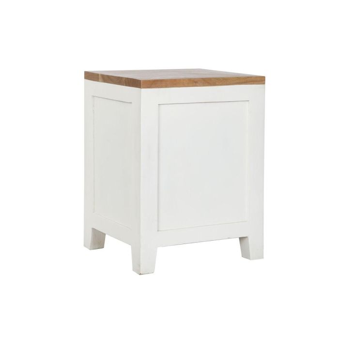 Mesita de Noche DKD Home Decor Blanco Marrón Acacia Madera de mango 45 x 40 x 60 cm 1