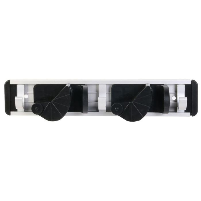 Je cherche une Idee Colgador Múltiple Modular de Aluminio 31cm con 2 Ranuras y 3 Ganchos para Escobas y Herramientas 2
