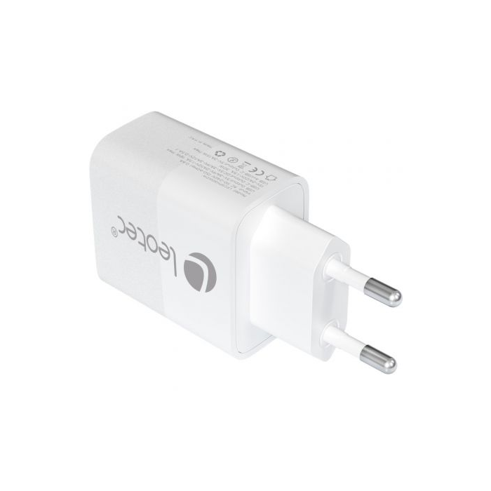 Cargador de Pared GaN Leotec LECSPH30W2W/ 1xUSB Tipo-C/ 1xUSB/ 30W 3