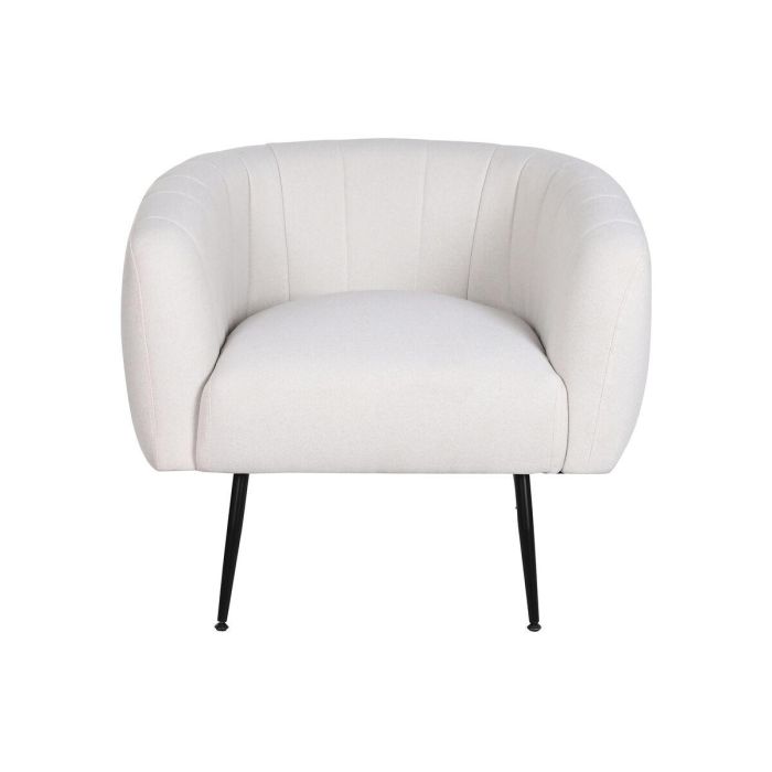DKD Home Decor Sillón Scandi Beige Negro Poliéster Madera. Dimensiones 75x73x81cm, Altura asiento 43cm, Soporta 120kg, Desmontable. 2