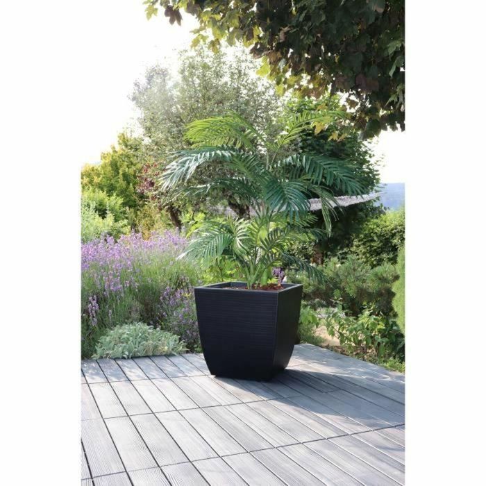 EDA Jardinera Cuadrada Diva Stone 42 L - con Bandeja Extraíble - Exterior o Interior - Decoración Onda - 43,5 x 43,5 x A.44,2 cm 1 EDA Jardinera Cuadrada Diva Stone 42 L - con Bandeja Extraíble - Exterior o Interior - Decoración Onda - 43,5 x 43,5 x A.44,2 cm 1