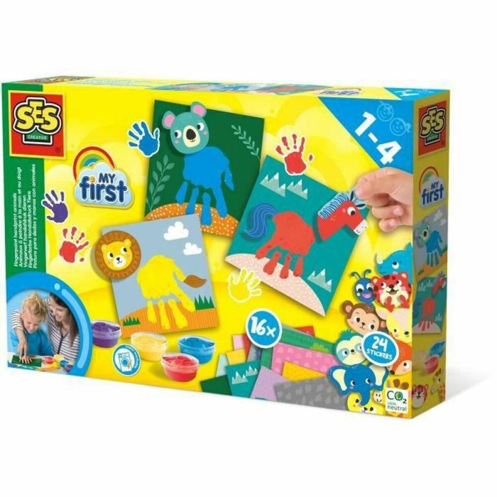 Ses Creative Mis primeros animales para pintar a mano y con los dedos - Kit creativo con pintura lavable y pegatinas para niños