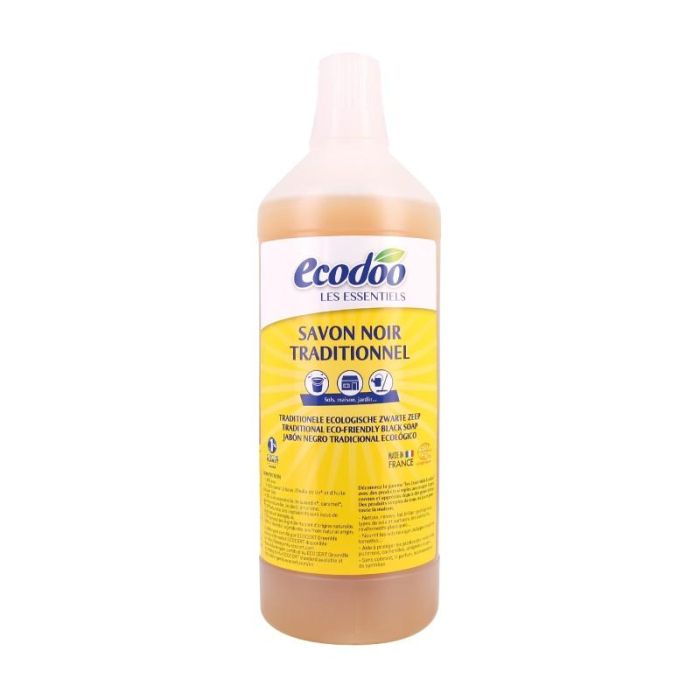 ECODOO Jabón Negro Líquido 1L Certificado EcoCert - Limpia, Renueva y Nutre Suelos, Protege Plantas de Pulgones
