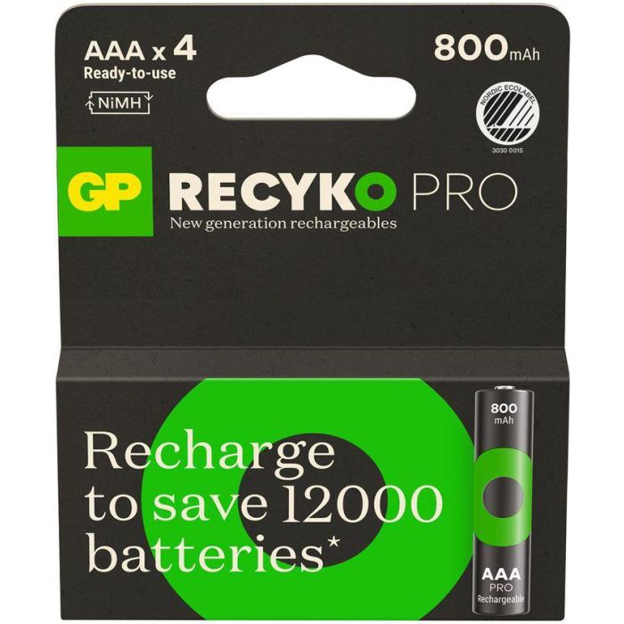 GP ReCyko Pro AAA 800mA 1.2V NiMh - Batería Recargable de Alto Rendimiento, Larga Duración y 1500 Ciclos 1 GP ReCyko Pro AAA 800mA 1.2V NiMh - Batería Recargable de Alto Rendimiento, Larga Duración y 1500 Ciclos 1