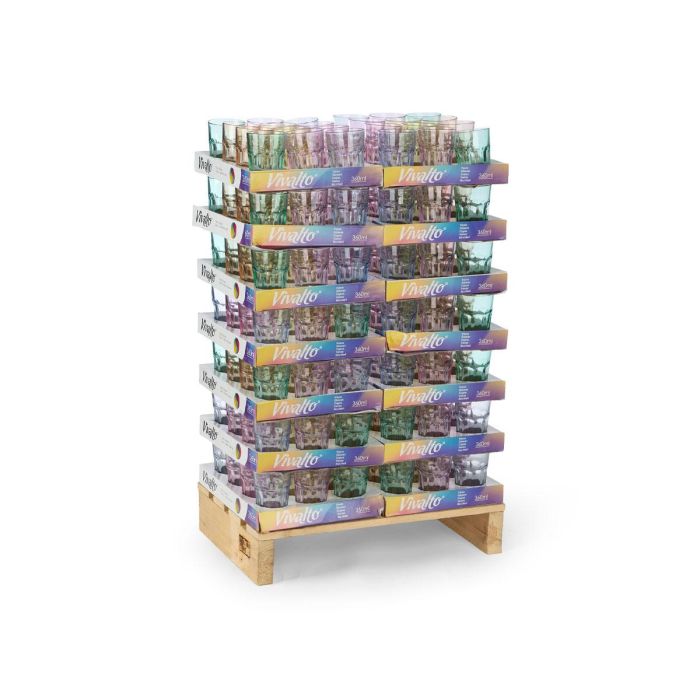 Vaso Vidrio Surt 6 Colores 360Ml Display Vivalto 8x12x8cm (168 Unidades) 2