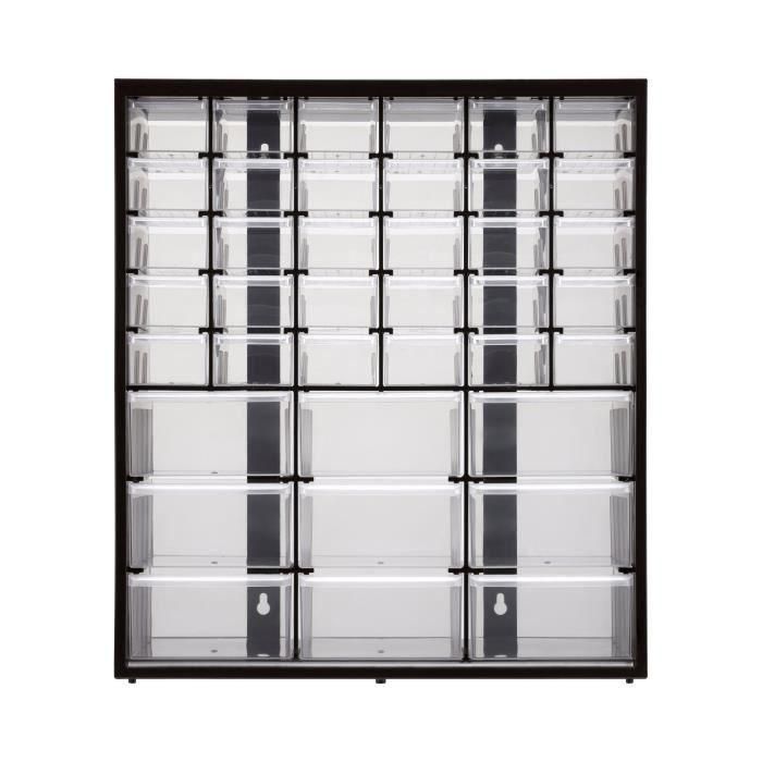 Stanley Armario de Almacenamiento con 39 Compartimentos Vacíos, Marco de Polipropileno de Alta Densidad, para Montar en Pared o Apilar 1 Stanley Armario de Almacenamiento con 39 Compartimentos Vacíos, Marco de Polipropileno de Alta Densidad, para Montar en Pared o Apilar 1