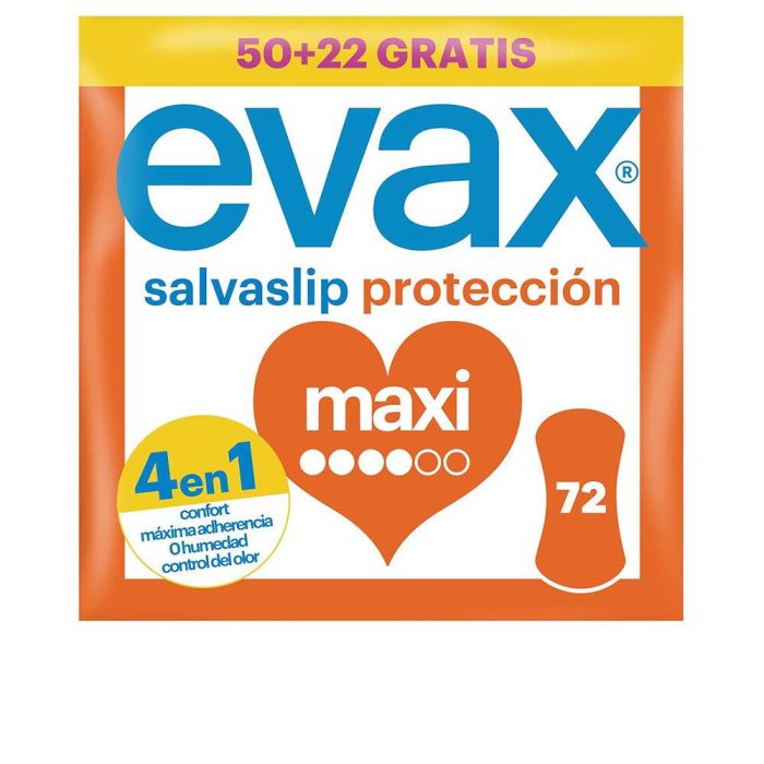 Evax Salva-Slip Maxi: Protegeslips Suaves Tacto Algodón, Núcleo Superabsorbente y Neutraliza Olores - 72 Unidades