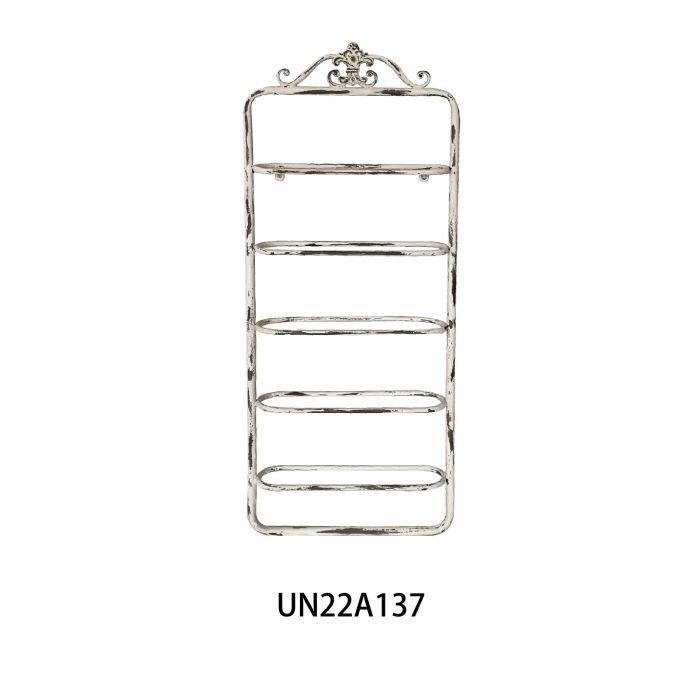 DKD Home Decor Botellero para Vino Romántico de Metal Blanco 102.5 x 39 x 9.5 cm con 5 Estanterías
