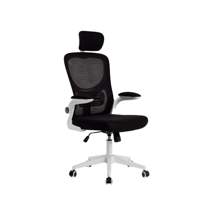 Q-connect Silla Ergonómica Pal ermo Alt Max 1300 Anc 610 Prof 600 Ruedas Premium Malla Base Nylon Reposacabezas Soporte Lumbar Color Blanco Negro 8