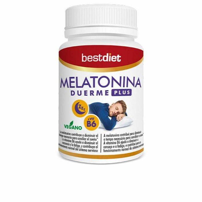 Best Diet MELATONINA duerme plus, Complemento para el Sueño con Melatonina 1mg y Vitamina B6 1.4mg, Reduce Cansancio, 60 cápsulas