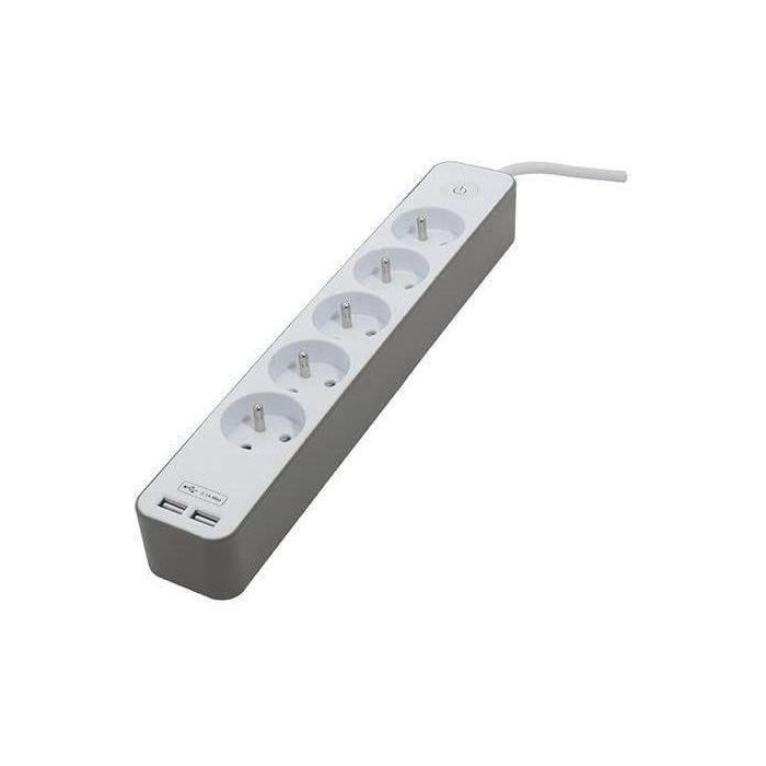 Regleta de alimentación CHACON 5 enchufes 16 A con 2 puertos USB y cable de 1,5 m HO5VV-F 3x1.5 mm² blanco y marrón 5 Regleta de alimentación CHACON 5 enchufes 16 A con 2 puertos USB y cable de 1,5 m HO5VV-F 3x1.5 mm² blanco y marrón 5