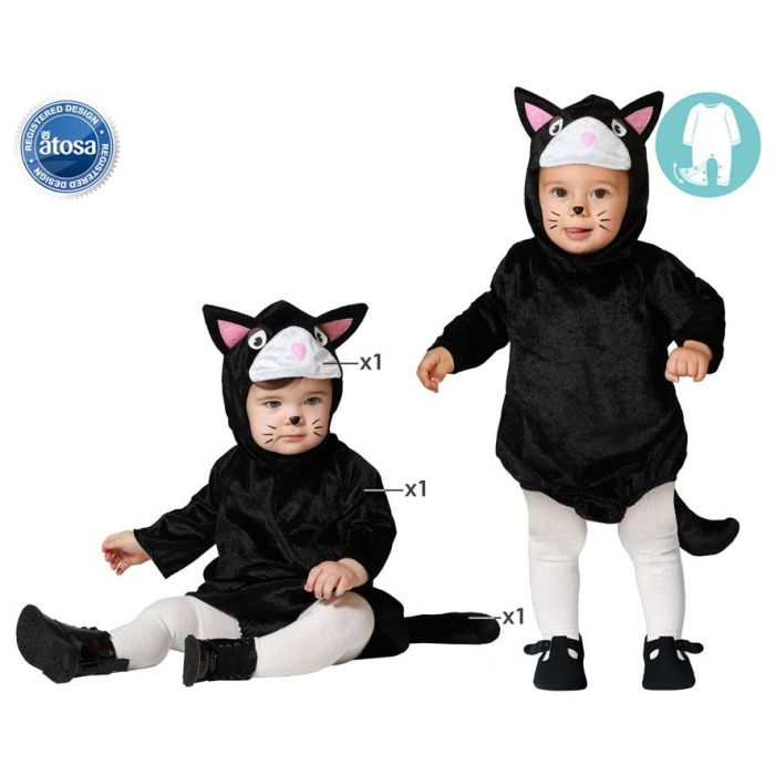 Disfraz Gato Negro Unisex para Bebé 24 Meses - Animales, Túnica con Capucha y Cola, Polyester Disfraz Gato Negro Unisex para Bebé 24 Meses - Animales, Túnica con Capucha y Cola, Polyester