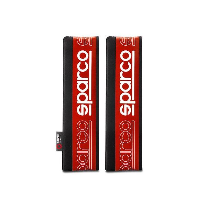 Sparco SPC1208RD Juego de 2 Almohadillas Acolchadas para Cinturón de Seguridad Diseño Deportivo Rojas y Negras - Confort Extra y Antirozaduras