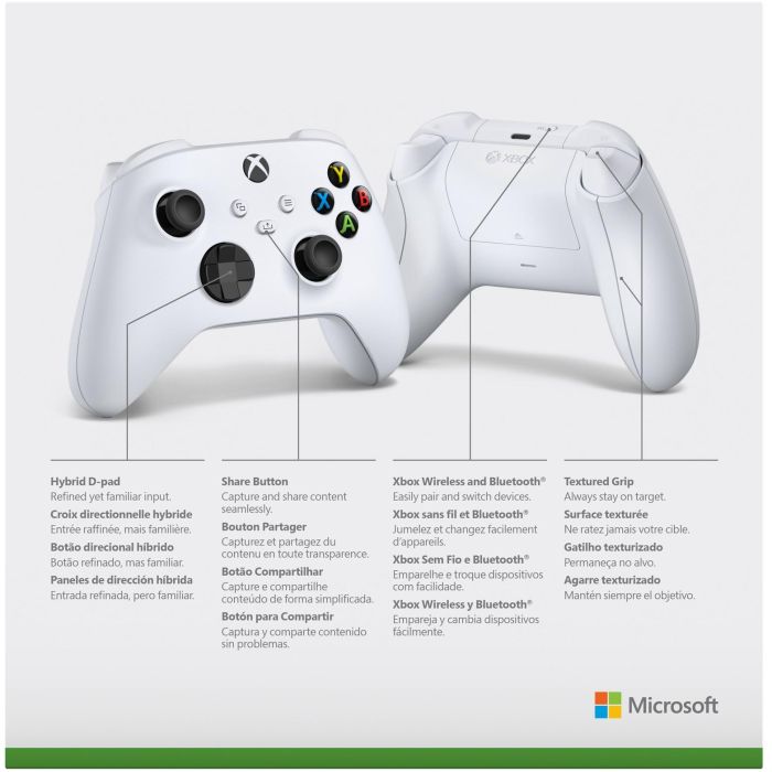 Microsoft Mando Inalámbrico Xbox - Blanco - Bluetooth/USB para Xbox Series S|X, Xbox One, Windows 10, Android 4 Microsoft Mando Inalámbrico Xbox - Blanco - Bluetooth/USB para Xbox Series S|X, Xbox One, Windows 10, Android 4