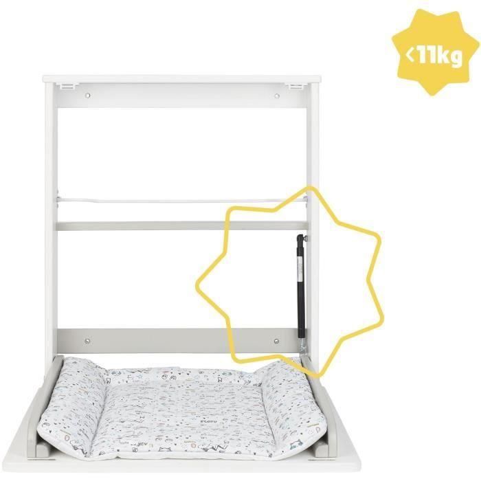 Badabulle Cambiador de Pared Plouf Plegable y Compacto con Cambiador Incluido, Apertura Una Mano y Estante Almacenamiento, 13cm Grosor 3