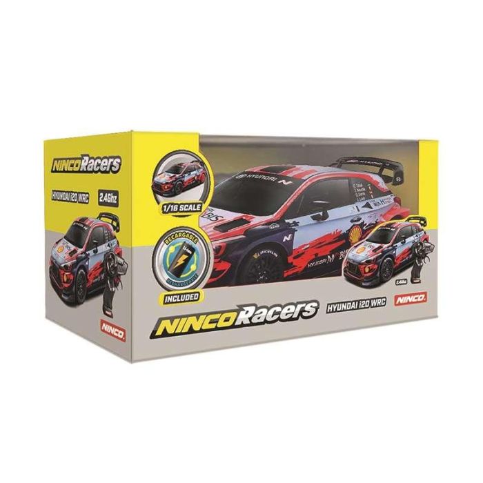 Coche radio control hyundai i20 wrc escala 1:16, emisora 2,4 ghz, con bateria y cargador 25x12,5x11 cm Coche radio control hyundai i20 wrc escala 1:16, emisora 2,4 ghz, con bateria y cargador 25x12,5x11 cm
