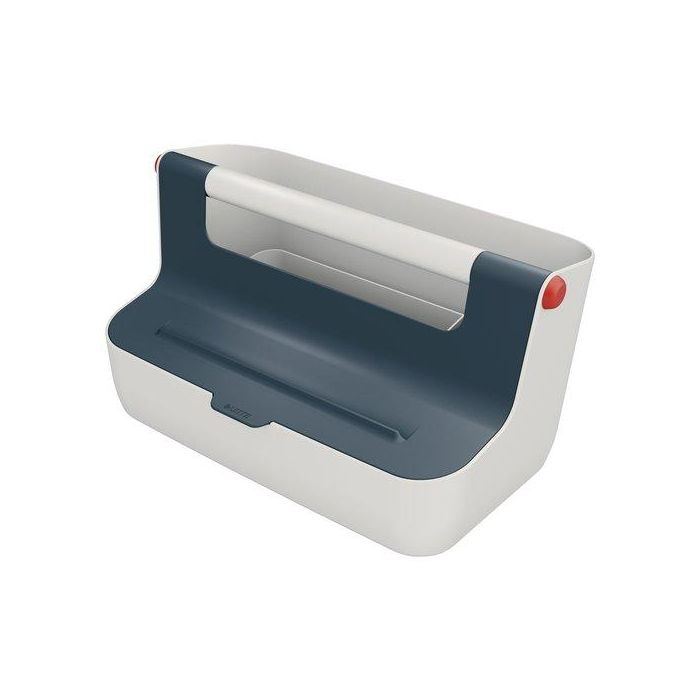 Leitz Caja De Almacenamiento Portátil Cosy C-Asa ABS Gris, Organizador con Compartimentos para A4 y Dispositivos Móviles