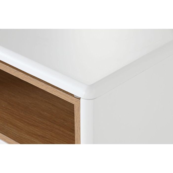 Mesita de Noche Home ESPRIT Blanco Natural Poliuretano Madera MDF 48 x 40 x 55 cm 5