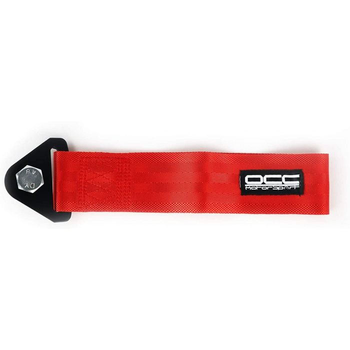 Occ Motorsport OCCRC013 Cinta de Remolque Roja de Nylon 25x5cm Soporta 3000kg Alta Resistencia para Coche Deportivo Universal