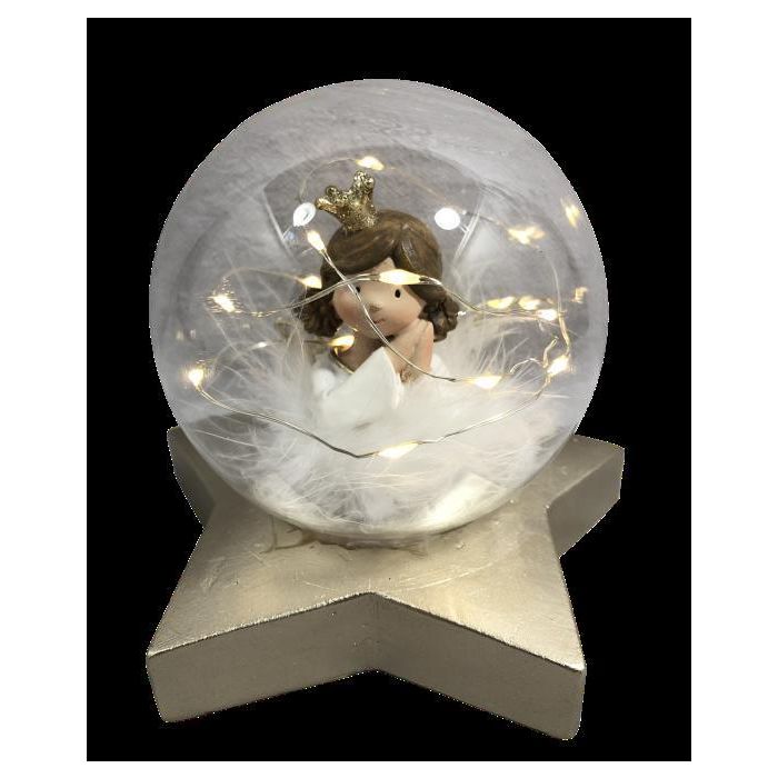 DKD Home Decor Figura Navidad Moderna de Resina con Luz LED, Forma de Bola, 11x18x15 cm (2 Unidades)