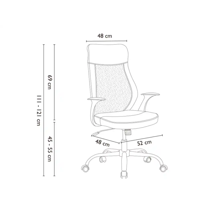 Q-connect Silla Direccion Bergamo Malla/Similpiel Negro, Altura Max 1210mm, Anchura 520mm, Profundidad 480mm, Ruedas Premium 1
