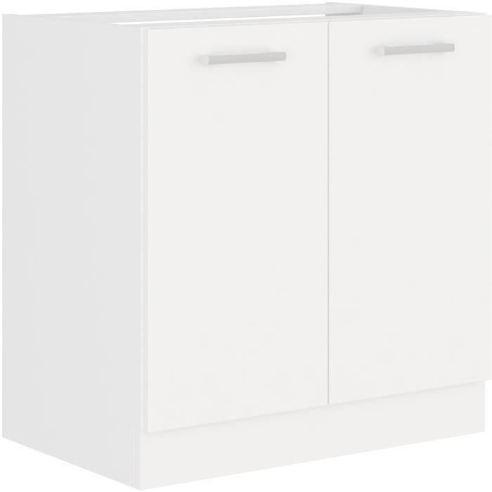 Mueble fregadero de 2 puertas ATLAS - L 80 x H 82 x P52 cm - Decoración blanca - Se vende sin encimera Mueble fregadero de 2 puertas ATLAS - L 80 x H 82 x P52 cm - Decoración blanca - Se vende sin encimera