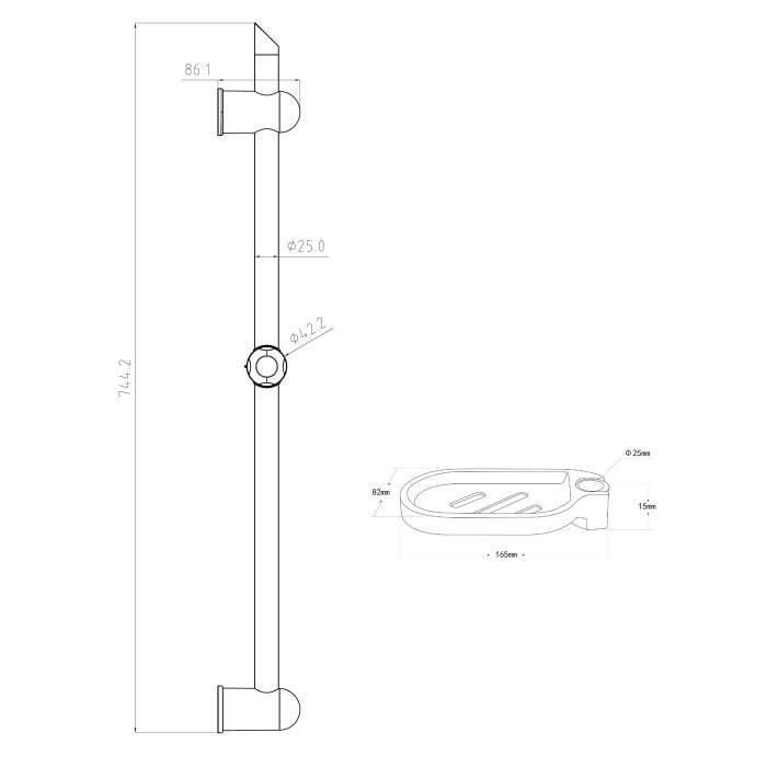 Barra de ducha Rousseau Acero Inoxidable 60 cm 1