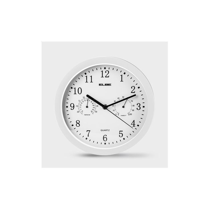 Reloj De Pared Temperatura Y Humedad 25Cm Blanco ELBE RP-2005-B 1