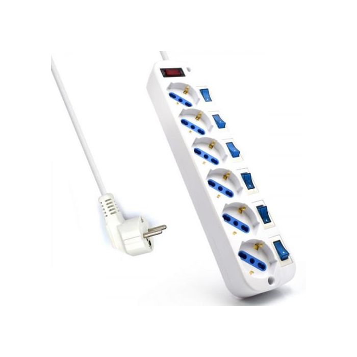 Ewent EW3932-5M Limitador de Tensión Blanco 6 Salidas AC Tipo F, 3500W, Cable 5m, Interruptor y Montaje en Pared 0 Ewent EW3932-5M Limitador de Tensión Blanco 6 Salidas AC Tipo F, 3500W, Cable 5m, Interruptor y Montaje en Pared 0