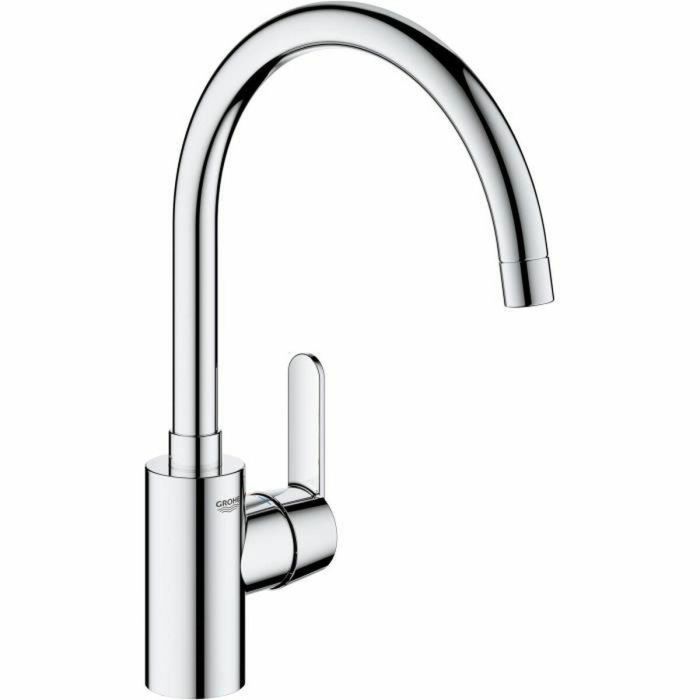 Grohe 31494001 Grifo de Cocina Monomando Cromado con Caño en Forma de C Alto, Funcionalidad de Rotación 150° para Fregadero, Serie Get