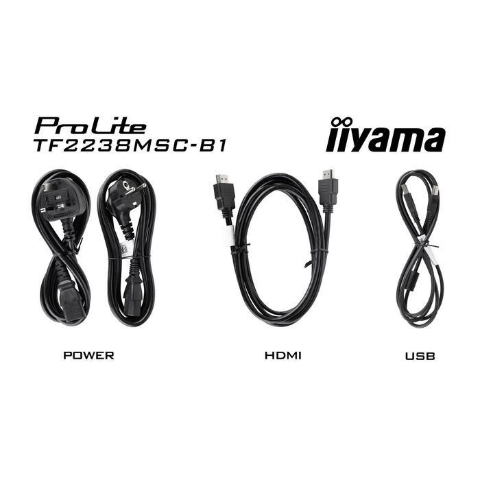 Monitor Iiyama 22" Tactil (TF2238MSC-B1) 1920X1080/ 600Cd /1000:1 / Hdmi/ Dp /2 X Usb/ 5Ms/ Mm / Uso Horiz-Verti-Boca Arriba / Vesa 100X100 /Negro 24 Monitor Iiyama 22" Tactil (TF2238MSC-B1) 1920X1080/ 600Cd /1000:1 / Hdmi/ Dp /2 X Usb/ 5Ms/ Mm / Uso Horiz-Verti-Boca Arriba / Vesa 100X100 /Negro 24