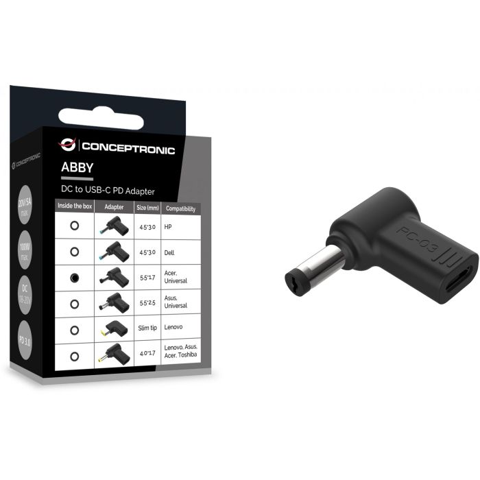 CONCEPTRONIC USB-C PD100W->Acer/Uni.5.5x1.7mm Adap.18-20V sw 2 CONCEPTRONIC USB-C PD100W->Acer/Uni.5.5x1.7mm Adap.18-20V sw 2