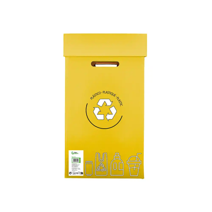 Liderpapel Contenedor Papelera Reciclaje para Envases 70L Amarillo 450x350x650mm Cartón Reciclado 4